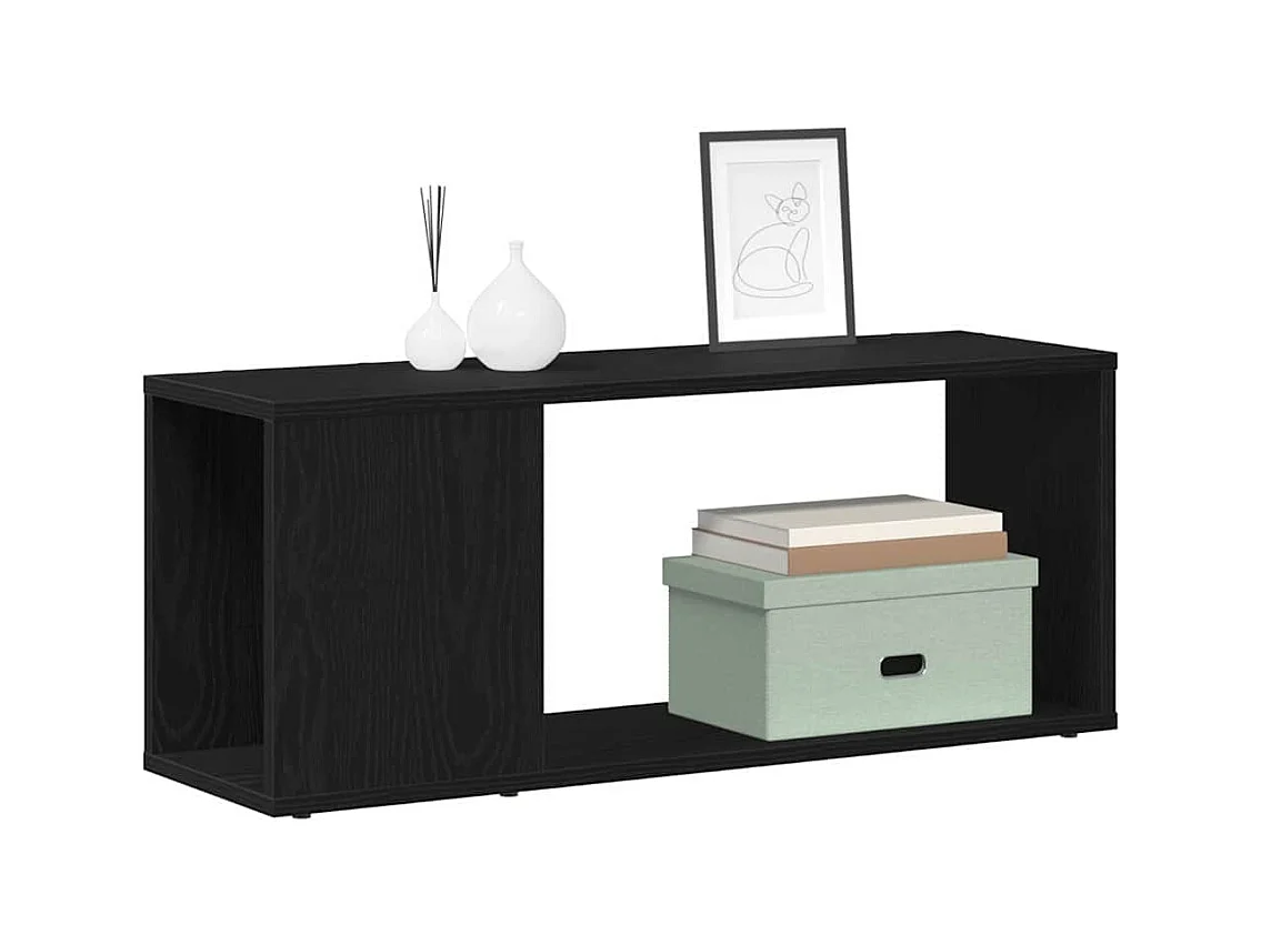 Zwart entertainmentcentrum 80 x 24 x 32 cm bewerkt hout