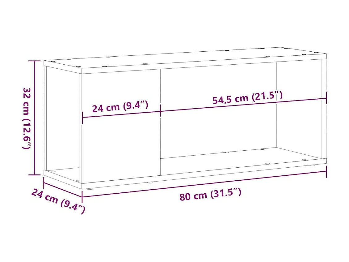 Mobiletto porta TV nero 80 x 24 x 32 cm in legno ingegnerizzato