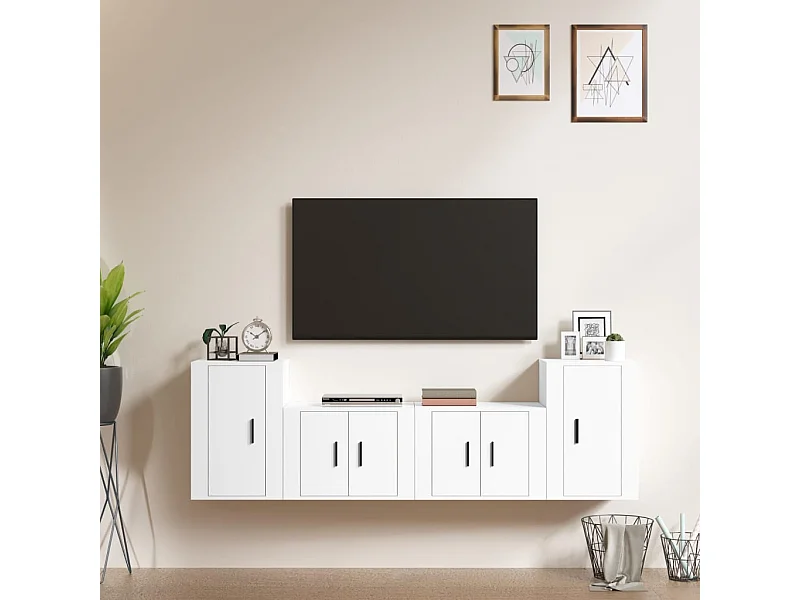 Ensemble de meubles TV 4 pcs Blanc Bois d'ingénierie