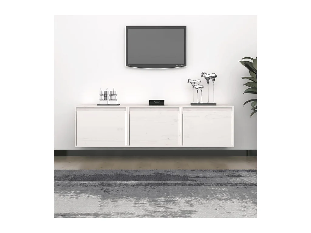 3-delige tv-kast Wit Massief grenenhout