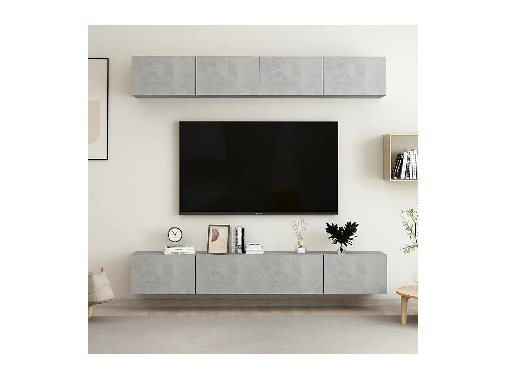 Meubles TV 4 pcs Gris béton 100x30x30 cm Bois d'ingénierie