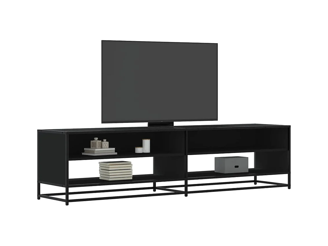 Meuble TV noir 180,5x40x46 cm bois d'ingénierie