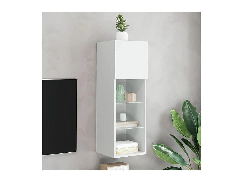 Meuble TV avec lumières LED blanc 30,5x30x90 cm