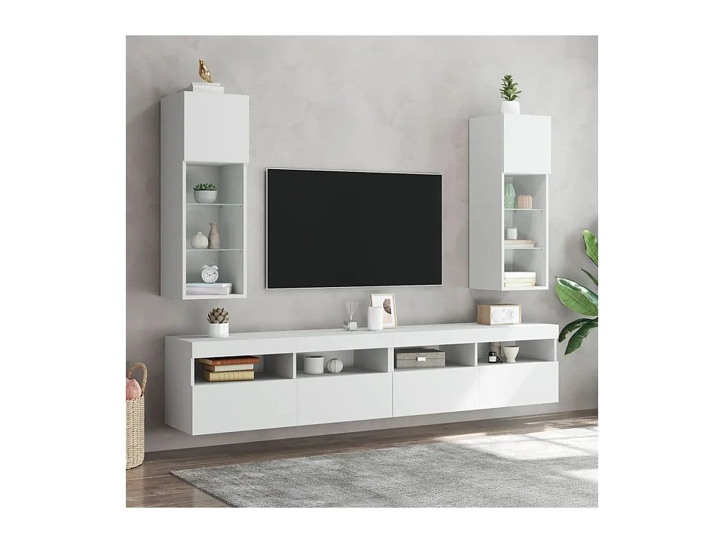 Meuble TV avec lumières LED blanc 30,5x30x90 cm