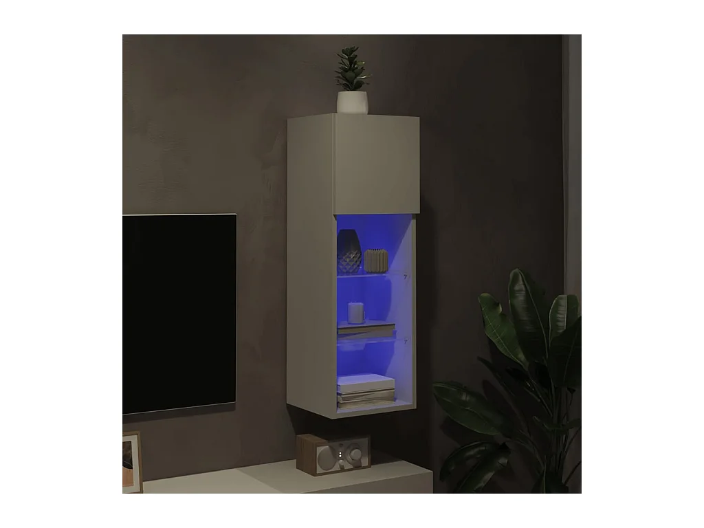 Meuble TV avec lumières LED blanc 30,5x30x90 cm