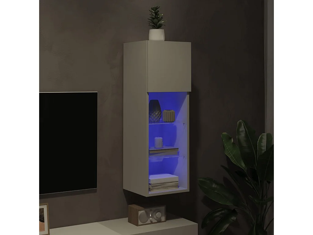 Meuble TV avec lumières LED blanc 30,5x30x90 cm