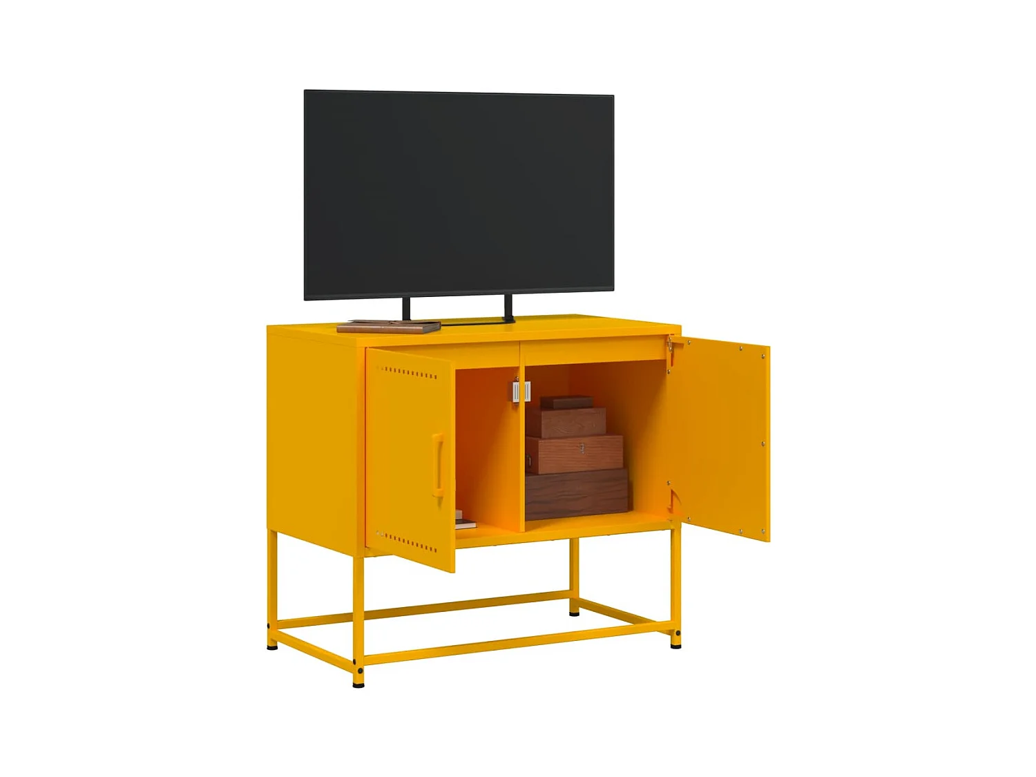 Mobile porta TV giallo senape 68,5x39x60,5 cm in acciaio