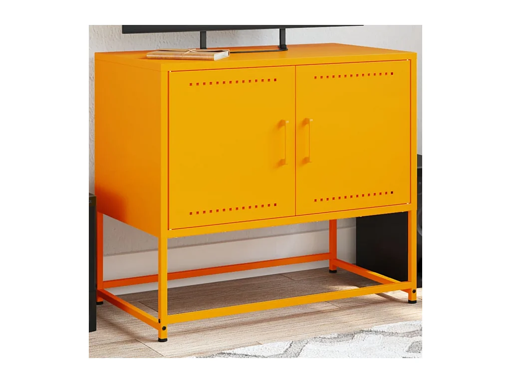 Meuble TV jaune moutarde 68,5x39x60,5 cm acier