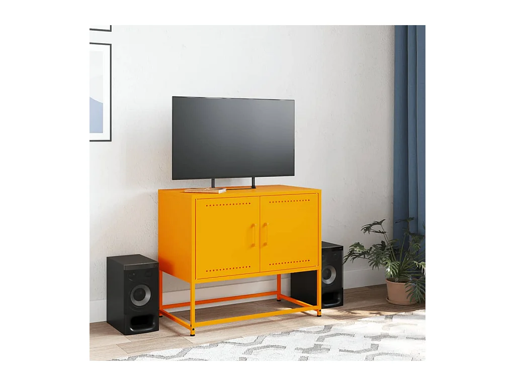 Mueble de TV amarillo mostaza 68,5x39x60,5 cm acero