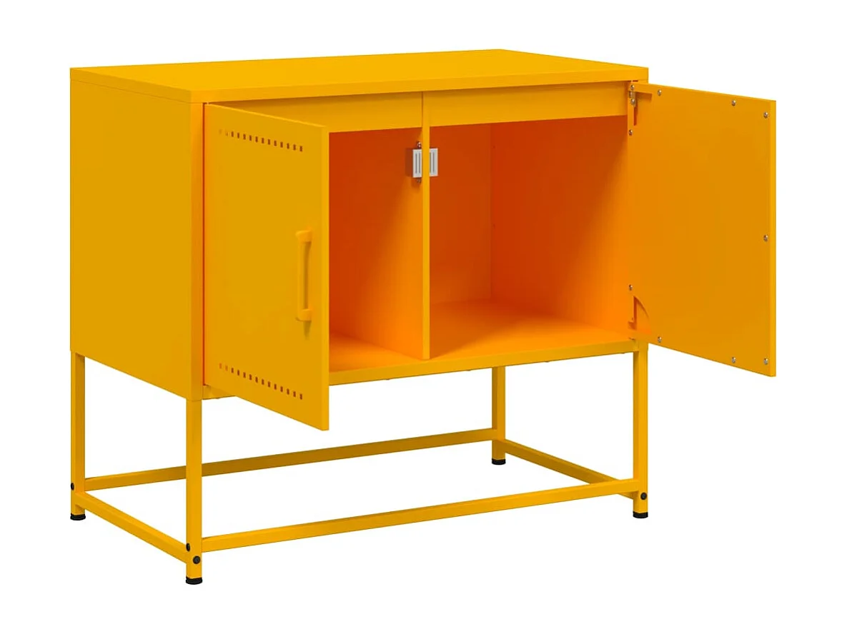 Mueble de TV amarillo mostaza 68,5x39x60,5 cm acero