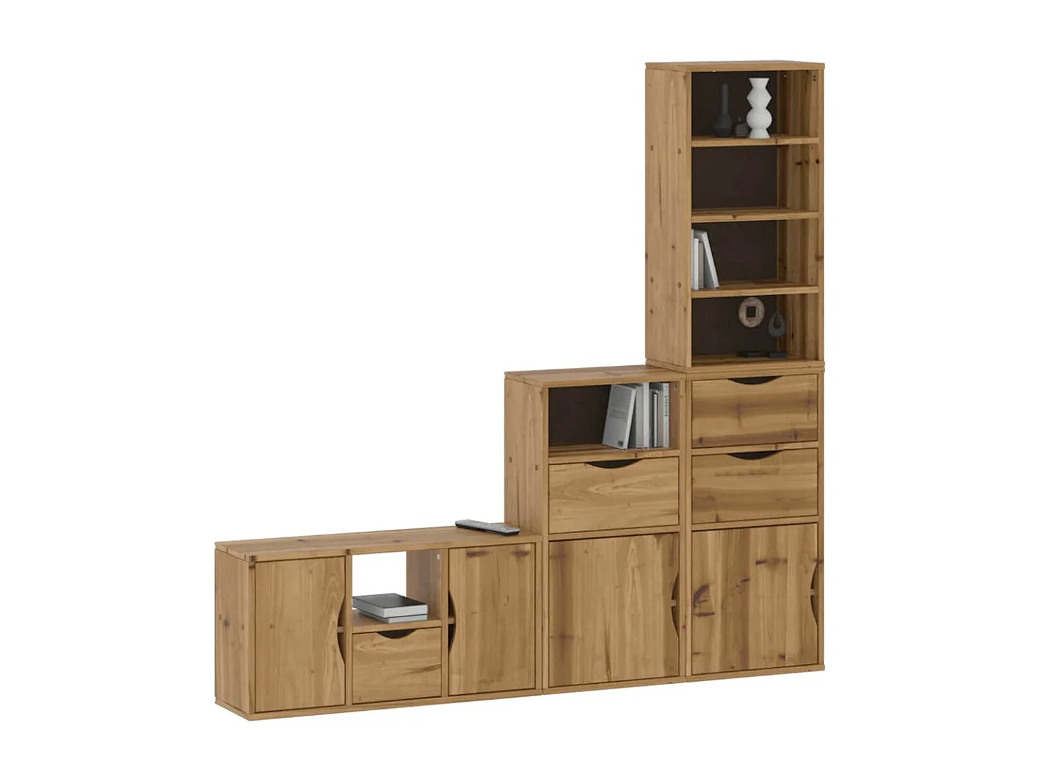 Meubles TV 4 pcs avec rangement ODDA bois de pin massif