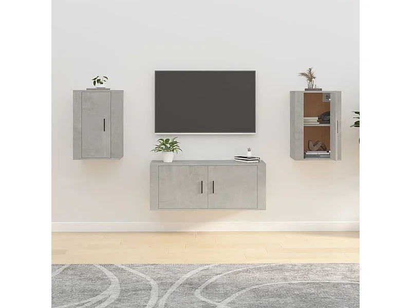 Mueble de TV de pared de 2 piezas, gris hormigón, 40x34,5x60 cm