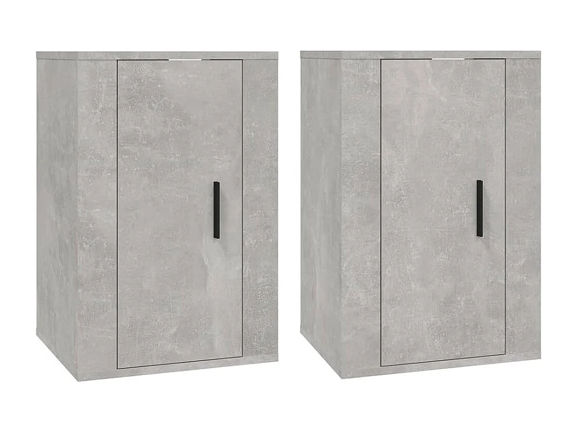 Mobile TV da parete 2 pezzi, grigio cemento, 40x34,5x60 cm