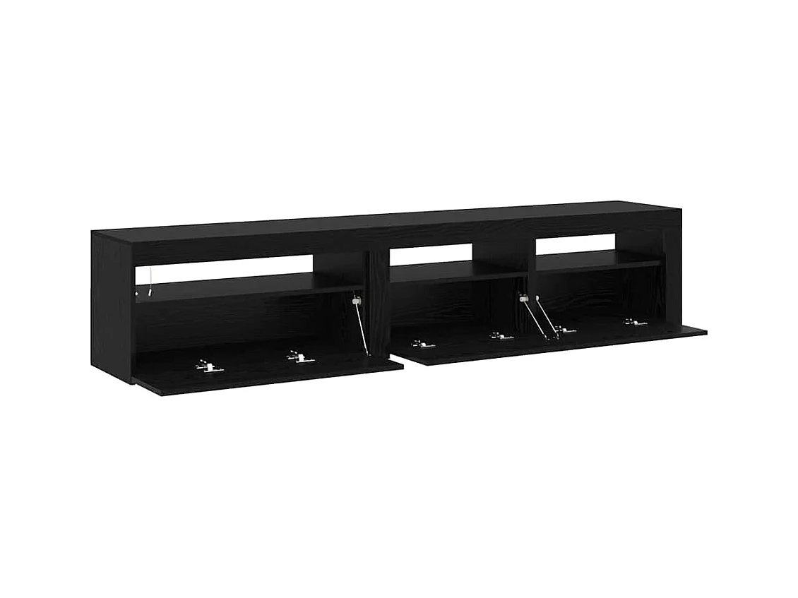 TV-kast 2 stuks Zwart Eiken 195 x 35 x 40 cm Bewerkt Hout