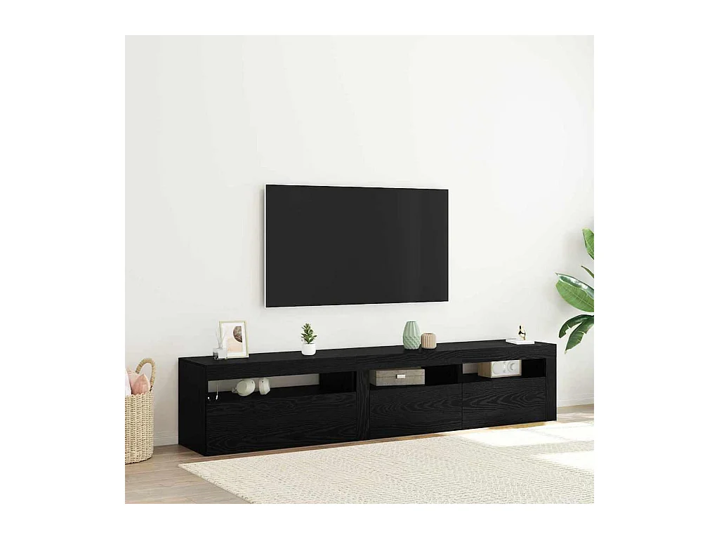 TV-Schrank 2 Stk. Schwarze Eiche 195 x 35 x 40 cm Holzwerkstoff