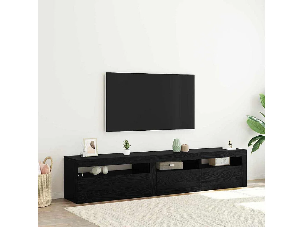 Mobile TV 2 pezzi Rovere Nero 195 x 35 x 40 cm Legno ingegnerizzato