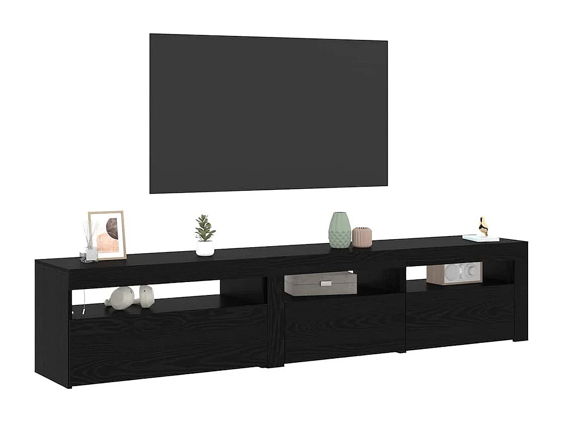 Mobile TV 2 pezzi Rovere Nero 195 x 35 x 40 cm Legno ingegnerizzato