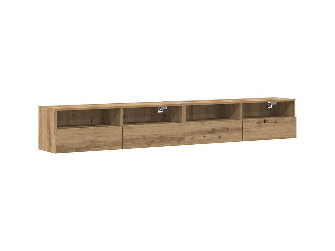 2-teiliger TV-Wandschrank, handgefertigte Eiche, 100 x 30 x 30 cm