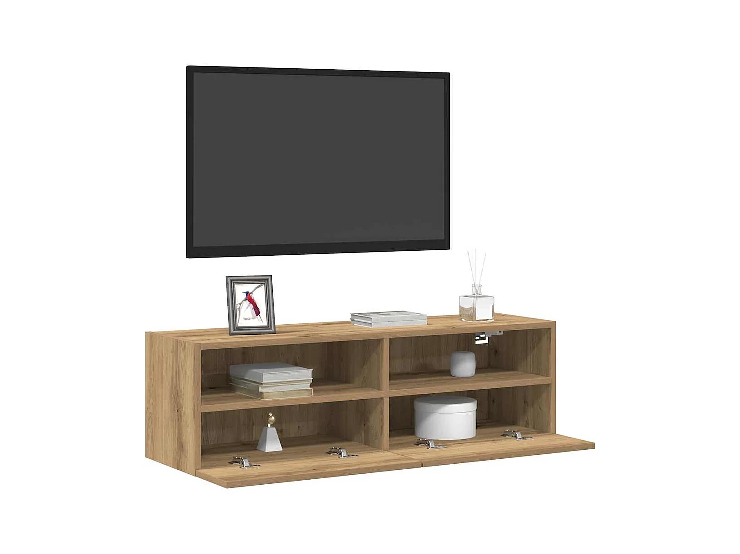 2-teiliger TV-Wandschrank, handgefertigte Eiche, 100 x 30 x 30 cm