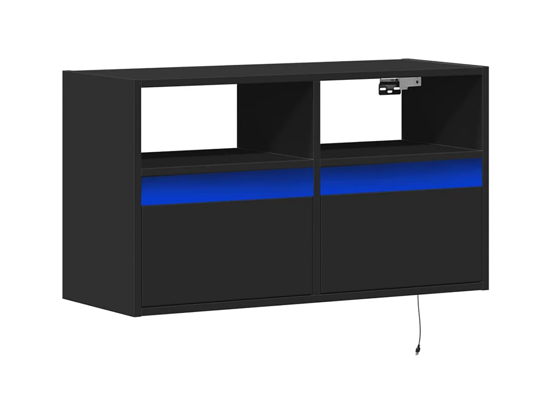 Wandmeubel met LED-verlichting zwart 80x31x45 cm