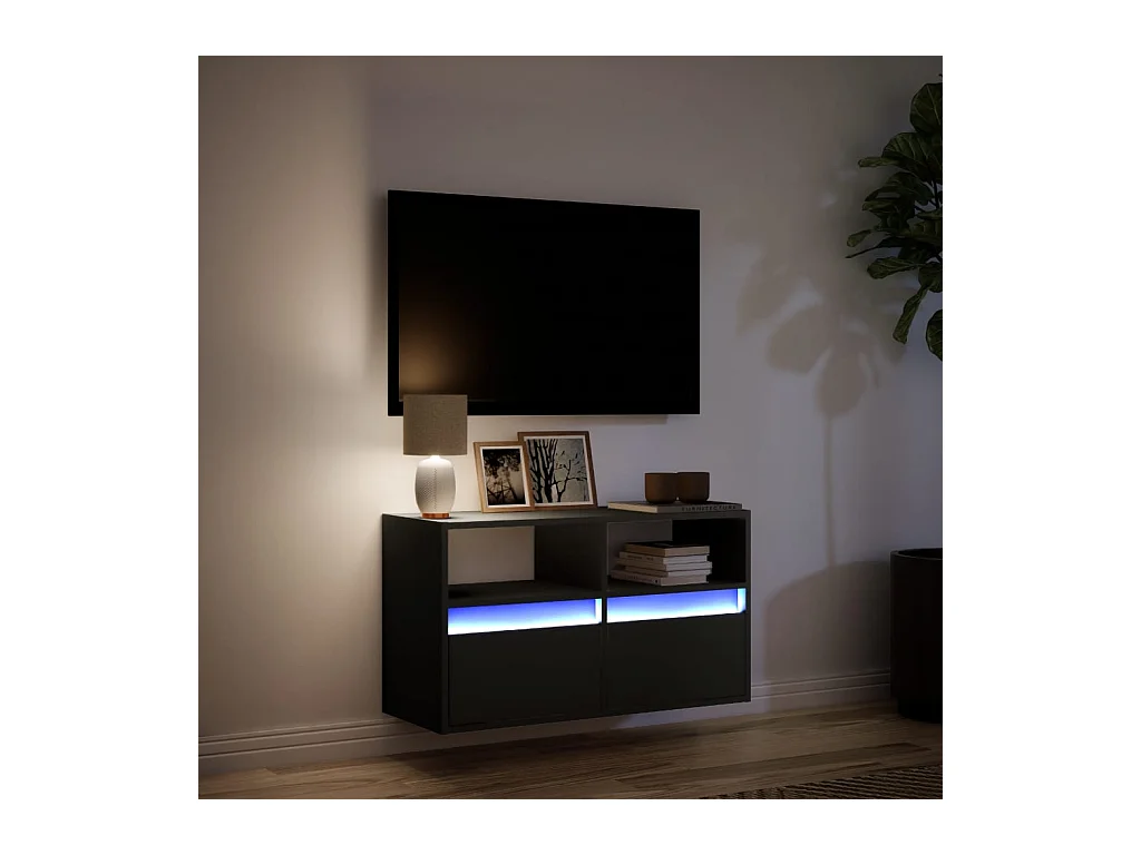 Wandmeubel met LED-verlichting zwart 80x31x45 cm