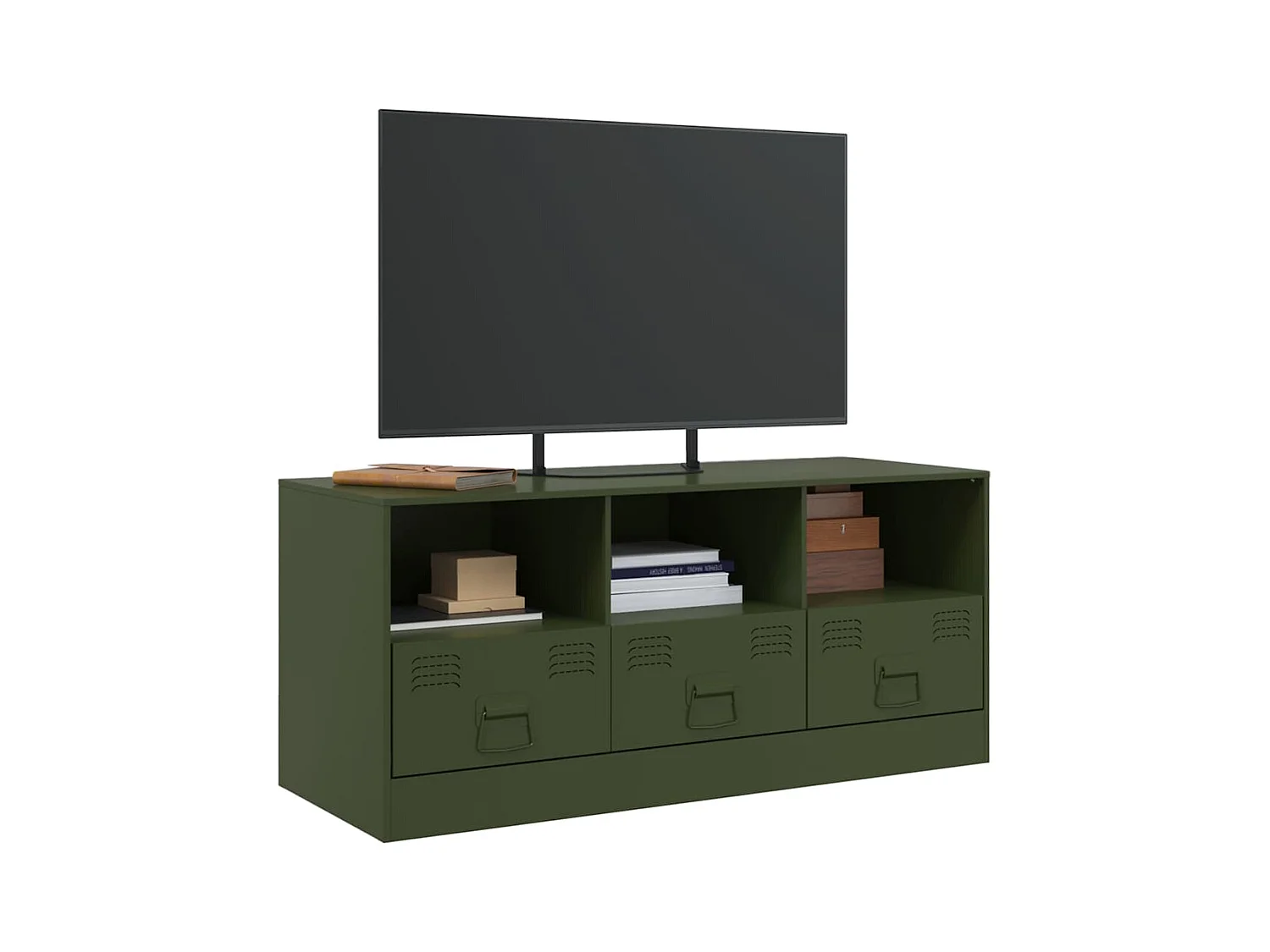 Mueble de TV verde oliva 99x39x44 cm acero