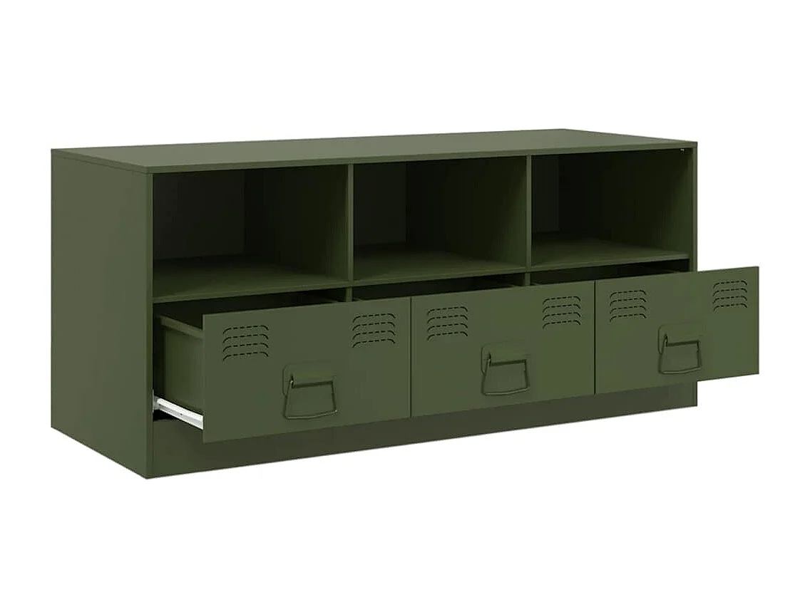 Mueble de TV verde oliva 99x39x44 cm acero