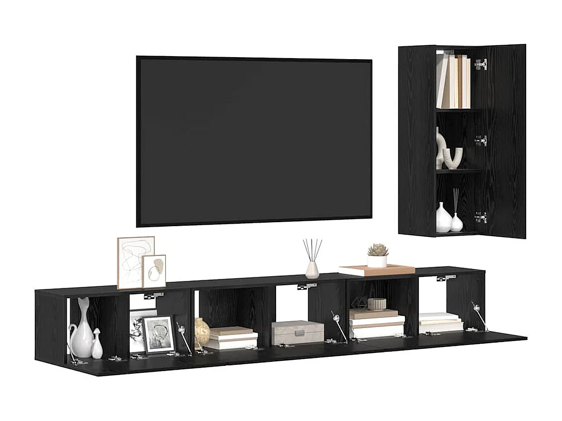 4-delige tv-meubelset Zwart eiken 30,5 x 30 x 90 cm