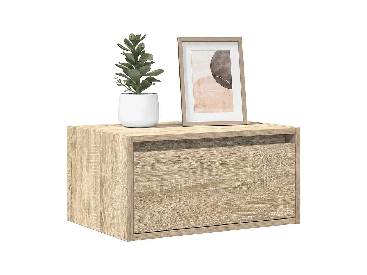 Comodini da parete con luci LED 2 pezzi rovere sonoma