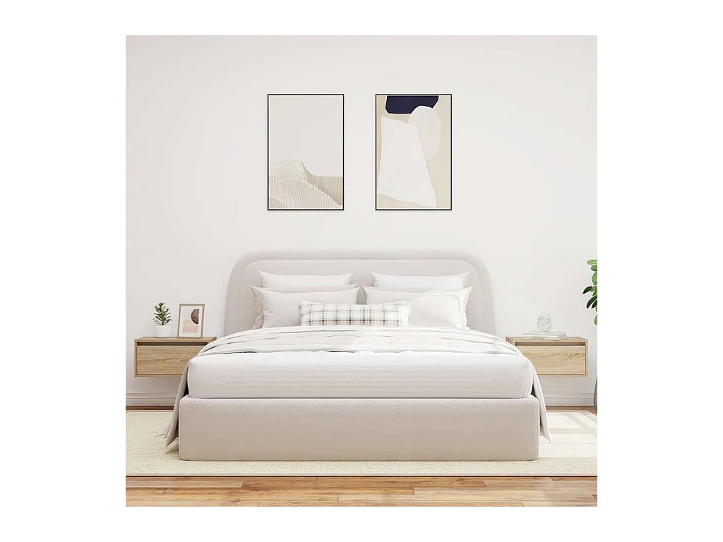 Comodini da parete con luci LED 2 pezzi rovere sonoma