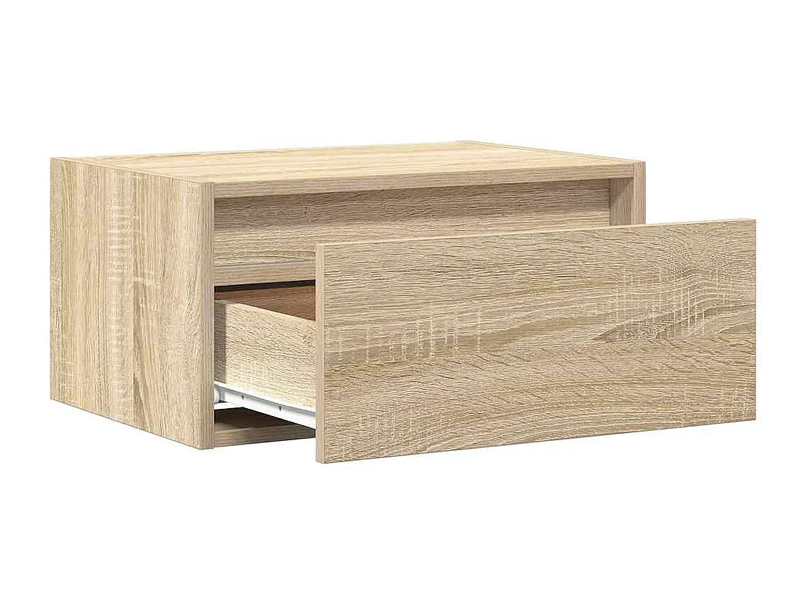 Comodini da parete con luci LED 2 pezzi rovere sonoma