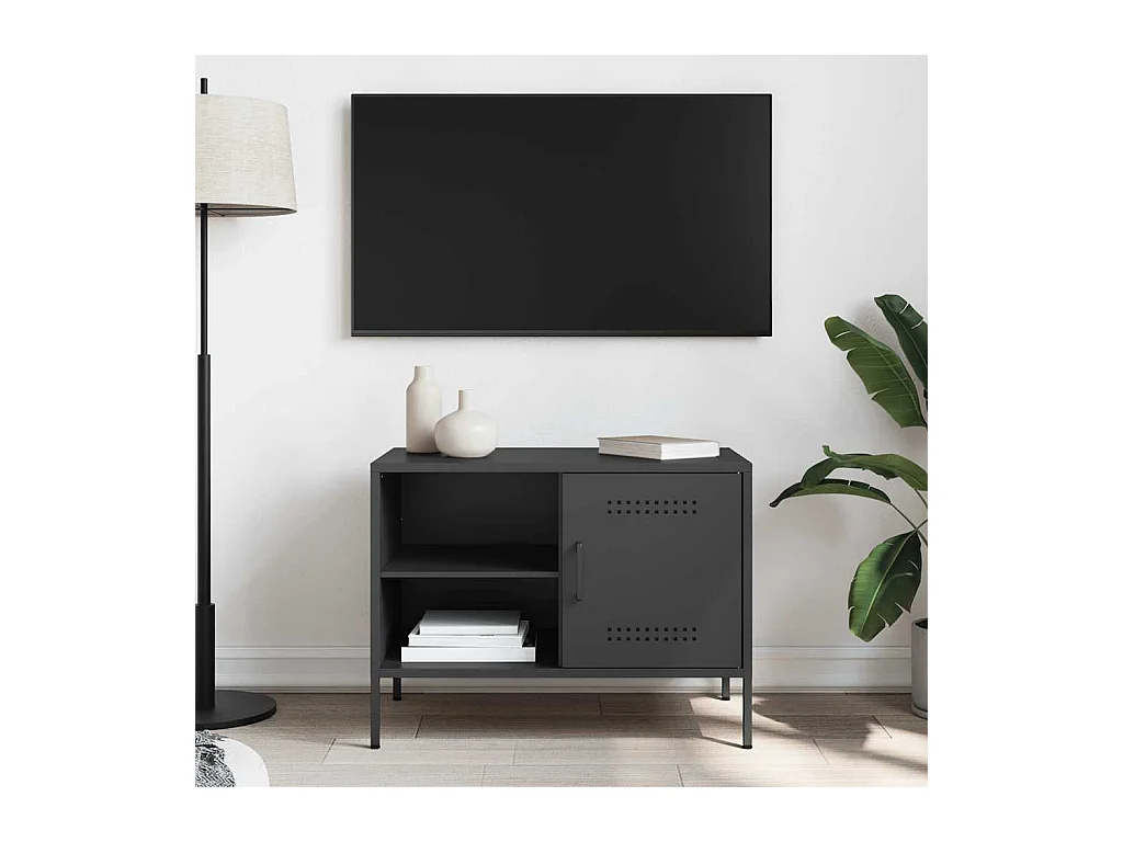 Zwarte tv-kast 68x39x50,5 cm staal