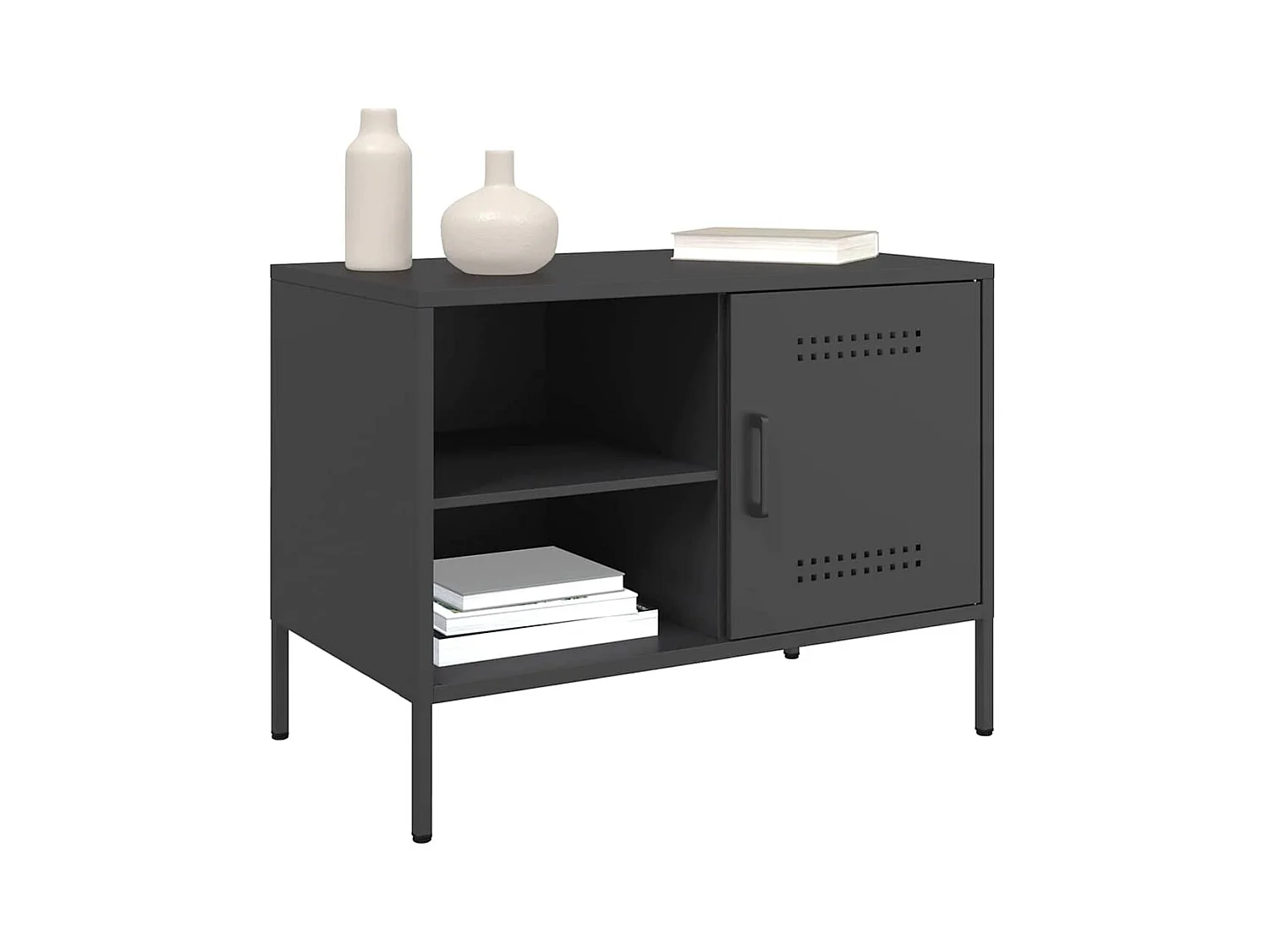 Zwarte tv-kast 68x39x50,5 cm staal