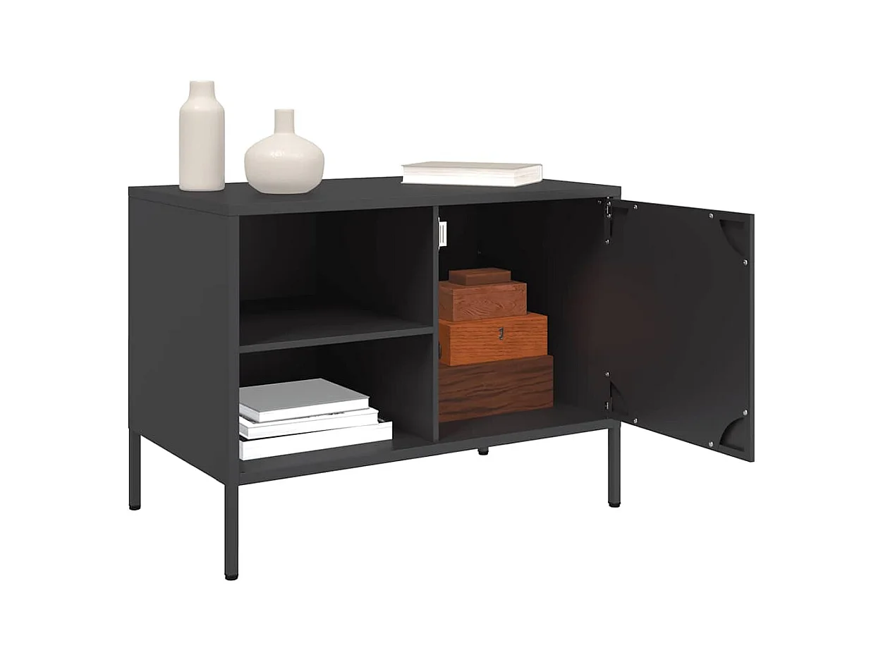 Zwarte tv-kast 68x39x50,5 cm staal