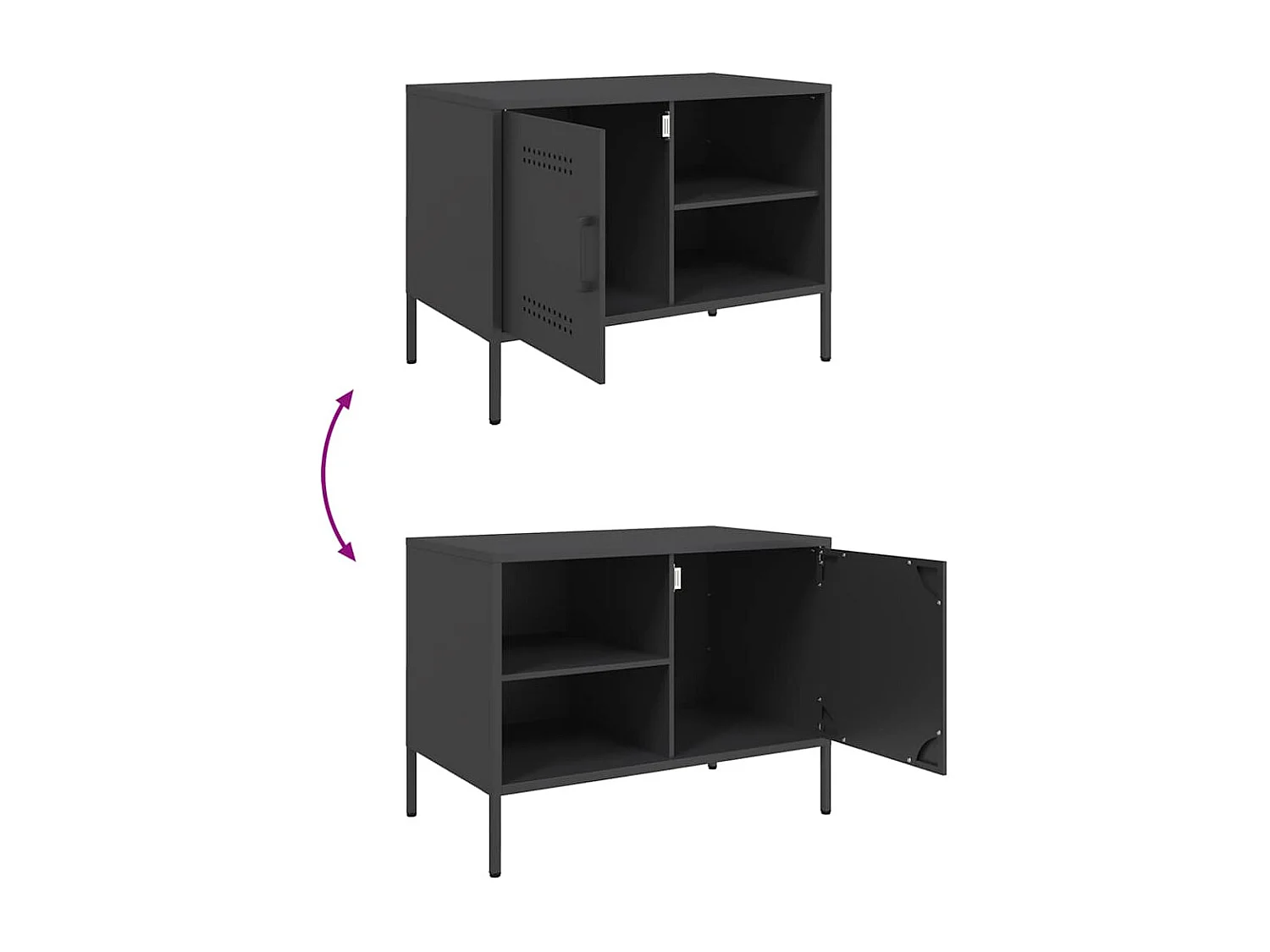 Zwarte tv-kast 68x39x50,5 cm staal