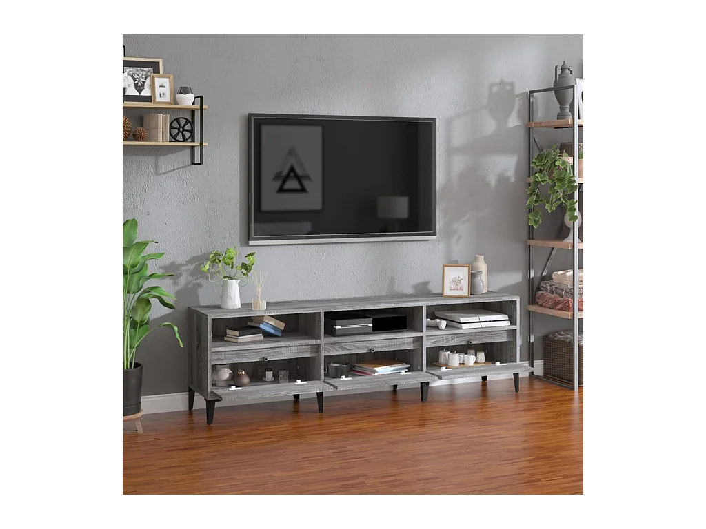 Sonoma grijs tv-meubel 150x30x44,5 cm bewerkt hout