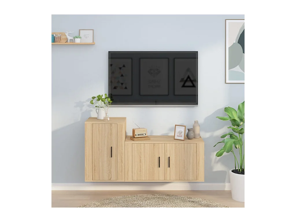 Ensemble de meubles TV 2 pcs chêne sonoma bois d'ingénierie