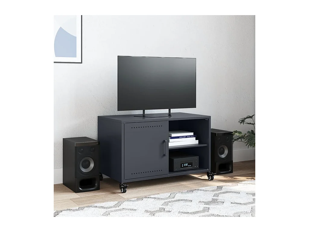 Meuble TV anthracite 68x39x43,5 cm acier