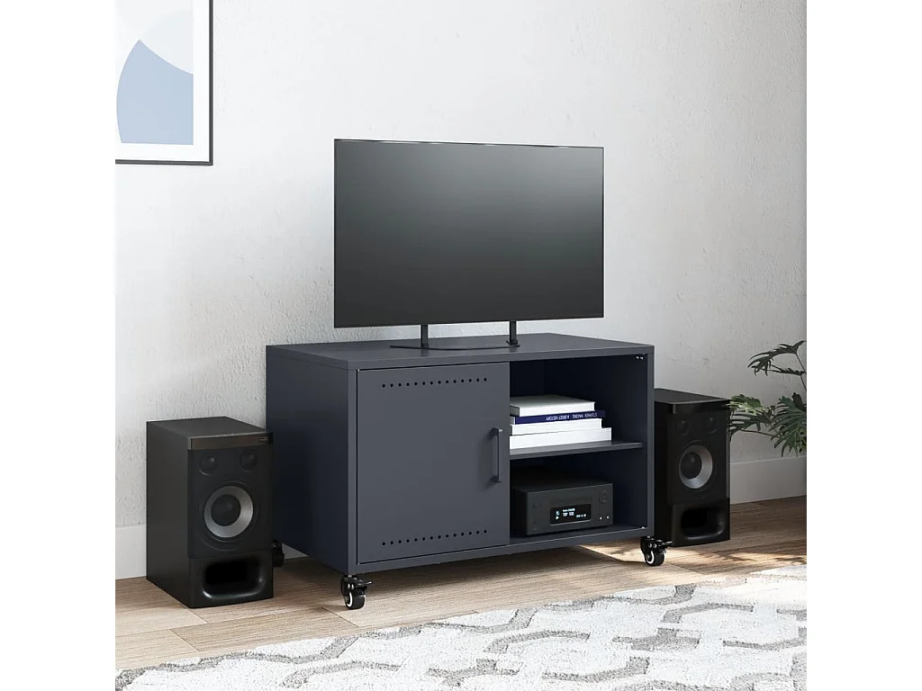 Meuble TV anthracite 68x39x43,5 cm acier