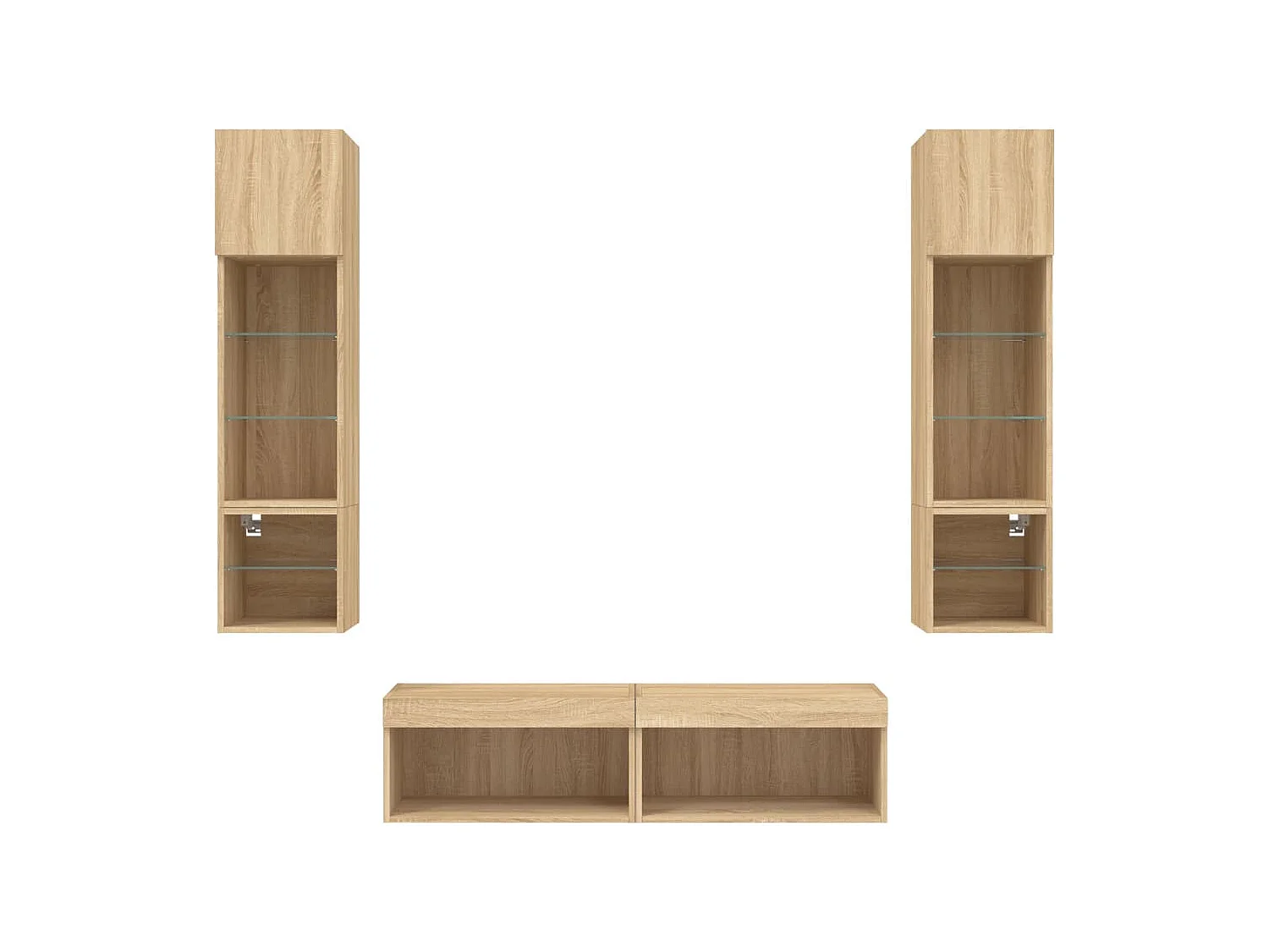 TV-wandmeubels met LED 6 stuks Sonoma eiken bewerkt hout