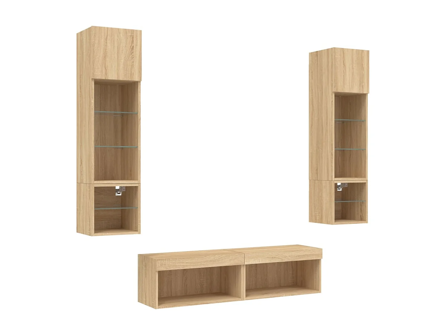 TV-wandmeubels met LED 6 stuks Sonoma eiken bewerkt hout