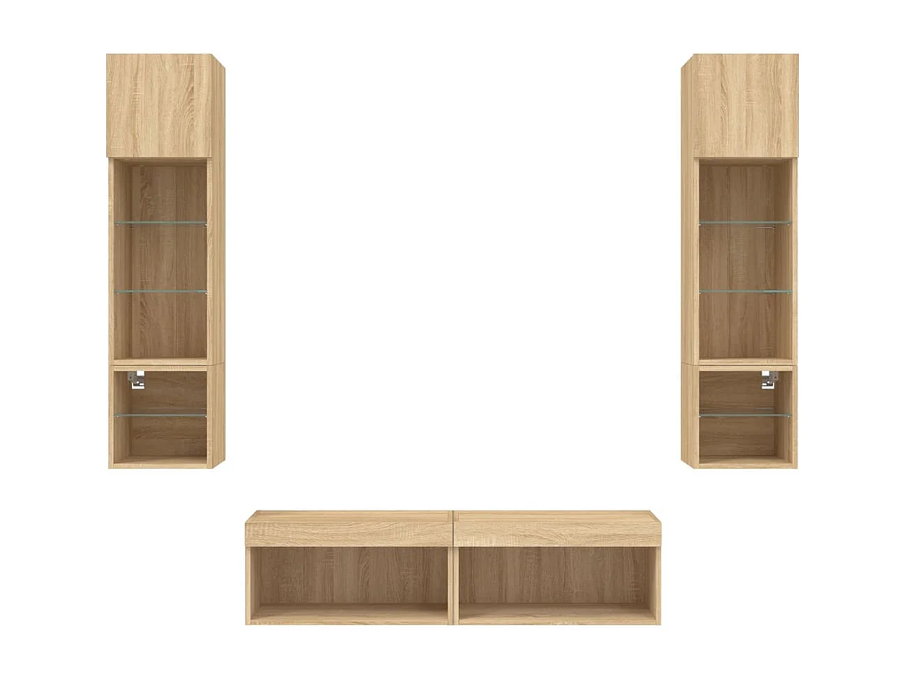 TV-wandmeubels met LED 6 stuks Sonoma eiken bewerkt hout