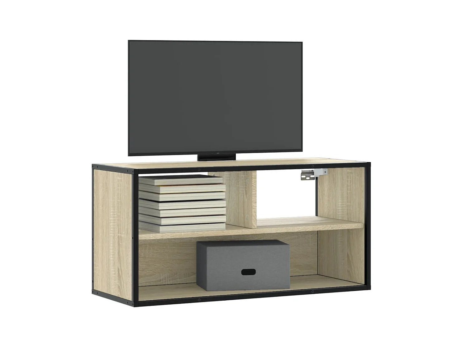 TV-Schrank aus Sonoma-Eiche, 80 x 31 x 39,5 cm, Holzwerkstoff und Metall