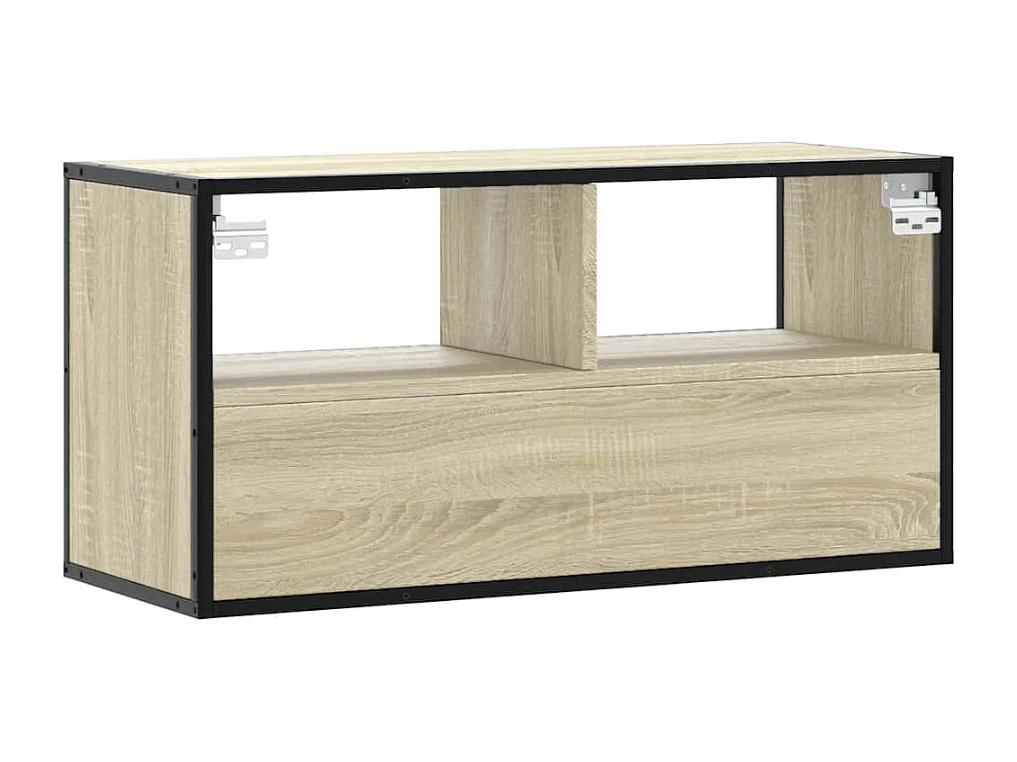 Meuble TV chêne sonoma 80x31x39,5 cm bois d'ingénierie et métal
