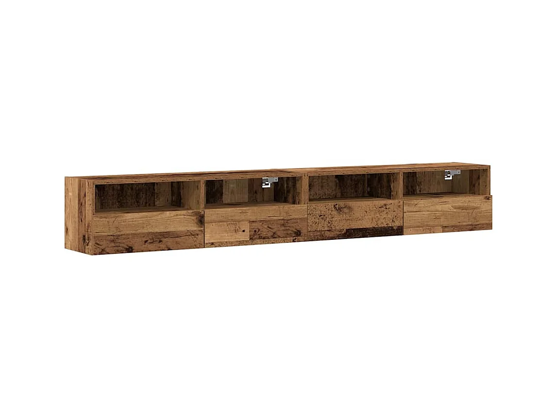 2-teiliger TV-Wandschrank, Holz antik, 100 x 30 x 30 cm