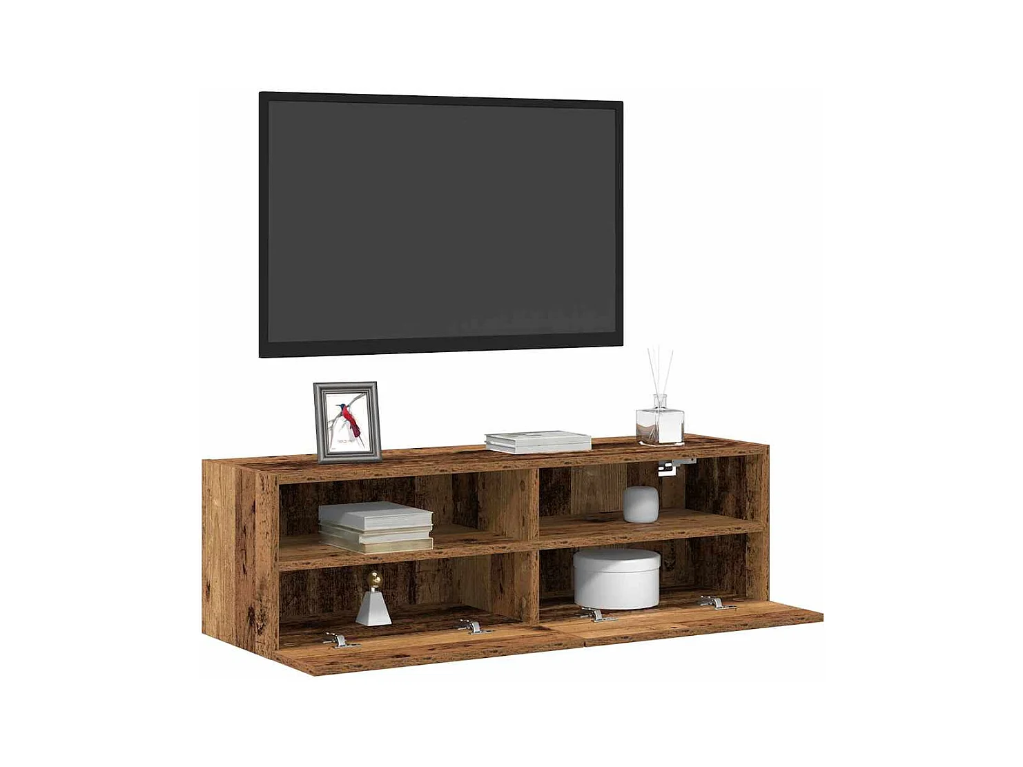 2-teiliger TV-Wandschrank, Holz antik, 100 x 30 x 30 cm
