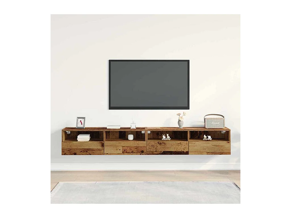 2-teiliger TV-Wandschrank, Holz antik, 100 x 30 x 30 cm