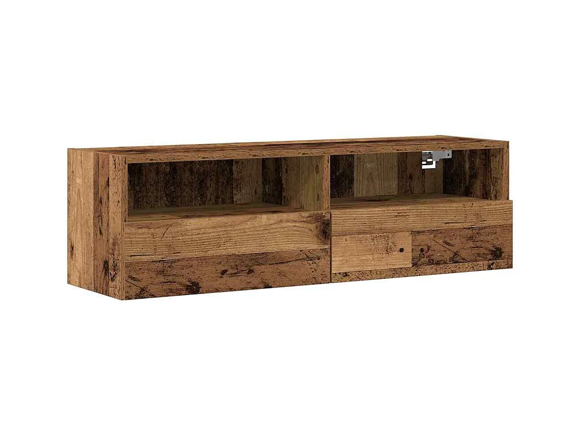 2-teiliger TV-Wandschrank, Holz antik, 100 x 30 x 30 cm