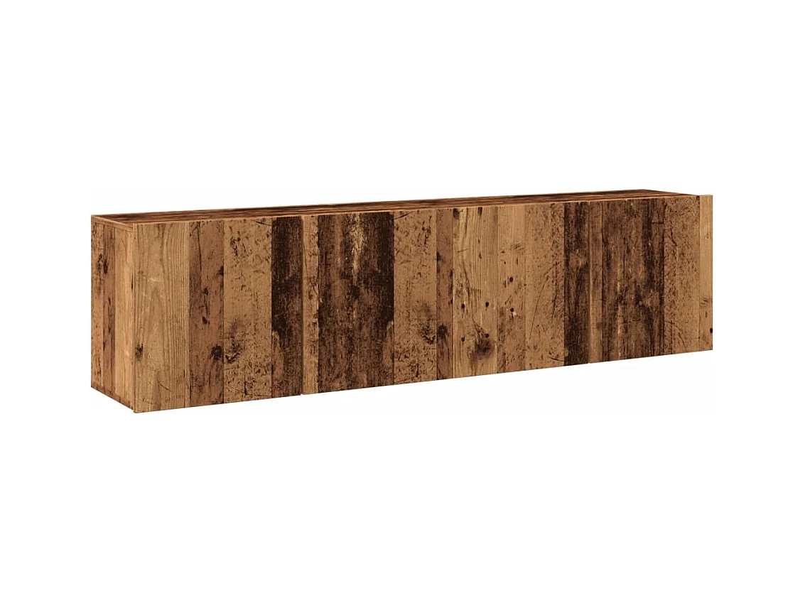 Muebles de TV de pared de 2 piezas, madera vieja, 80x30x41 cm