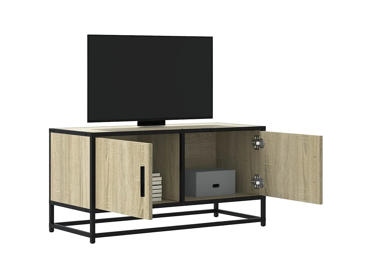 Mobile TV in rovere Sonoma 80x34,5x40 cm in legno ingegnerizzato e metallo
